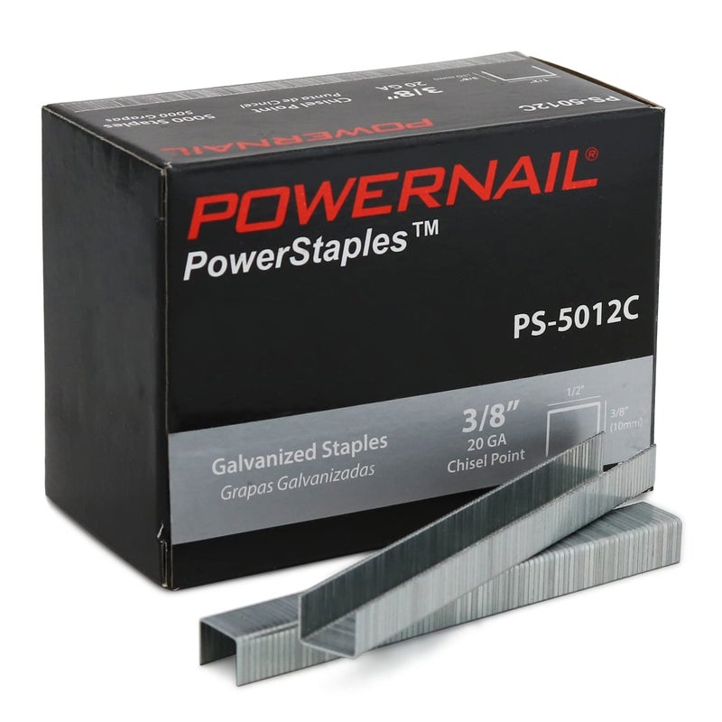 Powernail PS5012C 20 Gauge 1/2 Inch Crown 3/8 Inch Length Chisel Point Staple (Box of 5000) - Image 1
